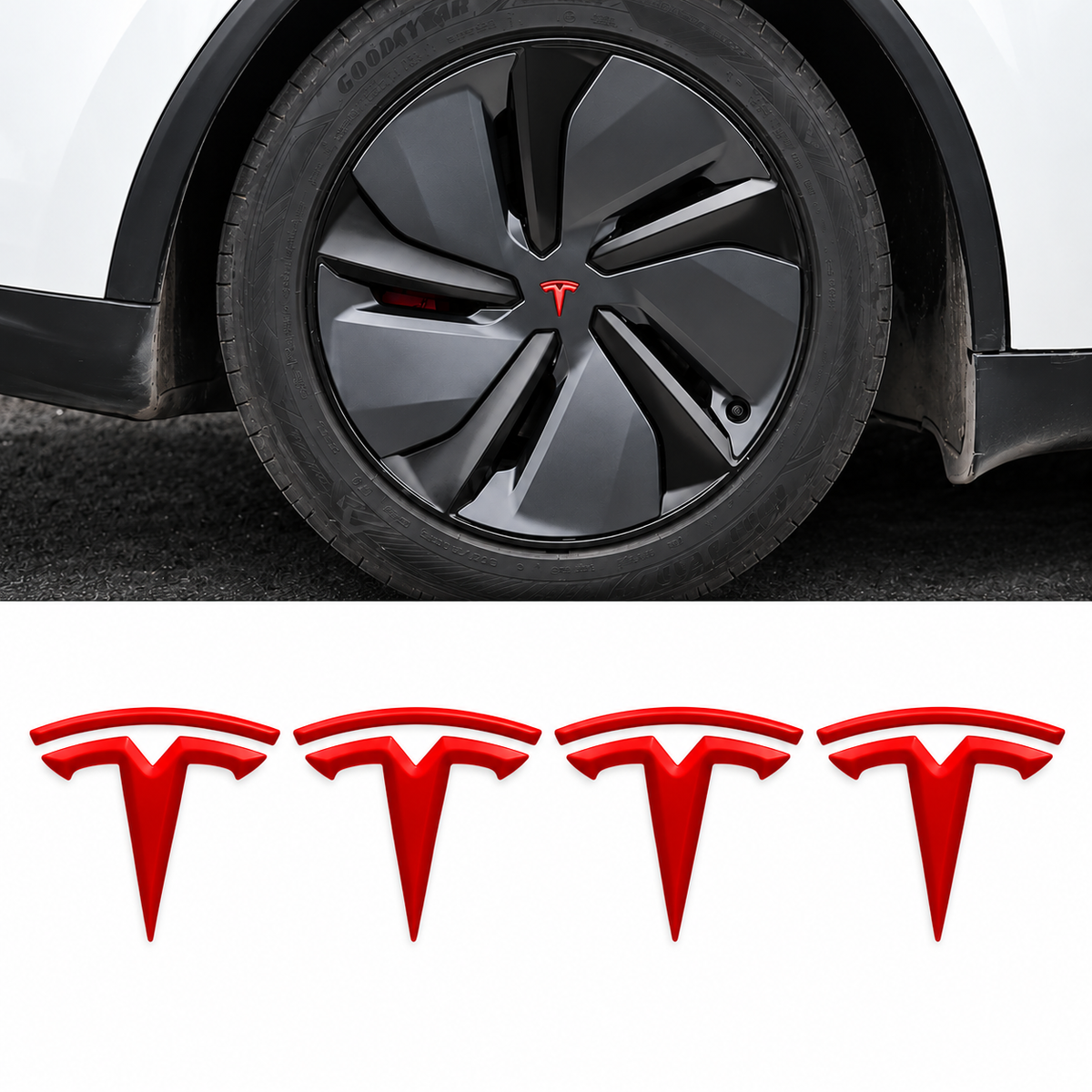2026+ Model Y Juniper Refreshed Center Wheel Hub Inner T Vinyl Decal "T" (5 Piece)