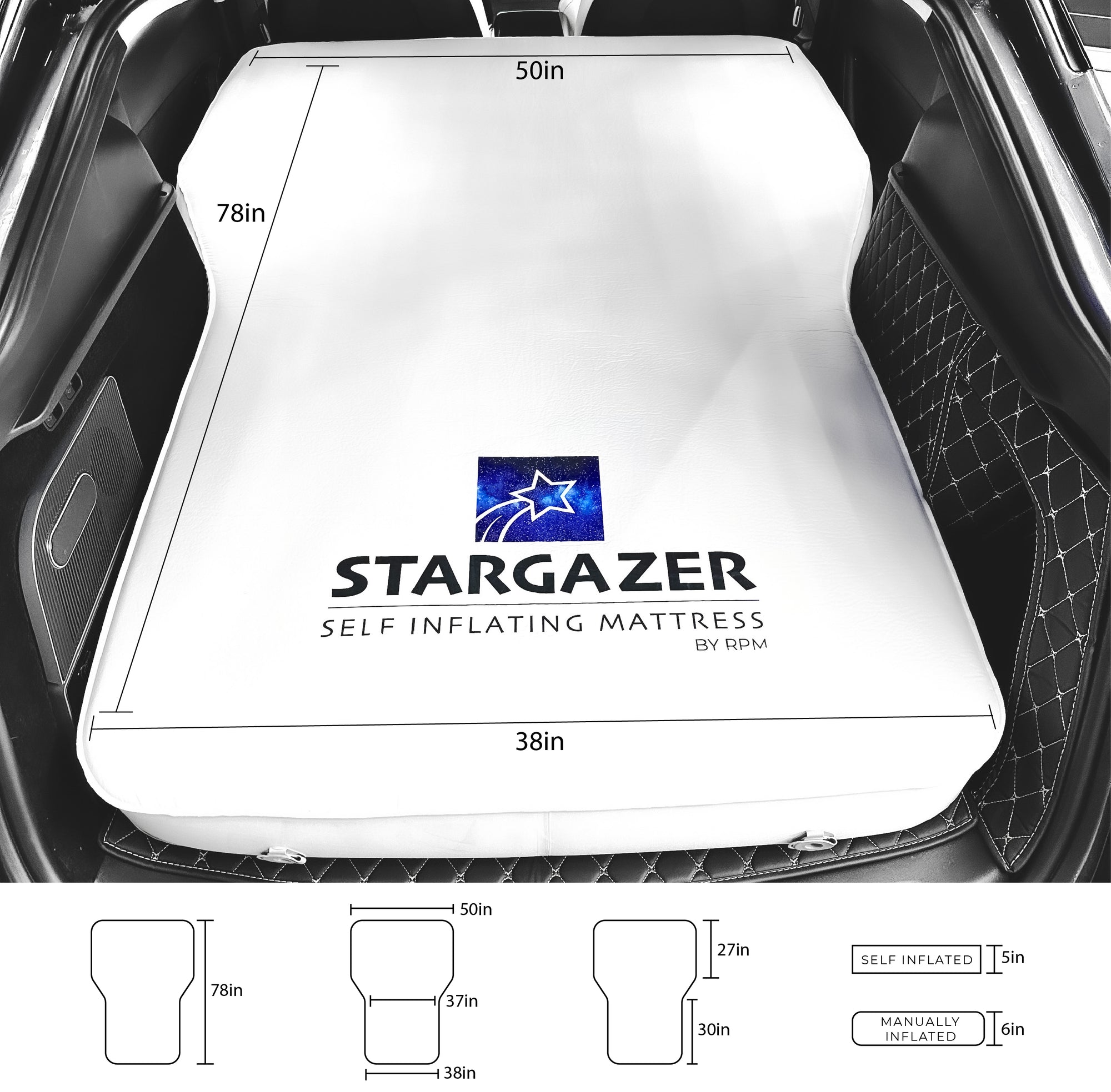 Stargazer Self-Inflating Memory Foam Mattress For Model S3XY,  Pump &amp; Bag.  Free USA Ground Shipping