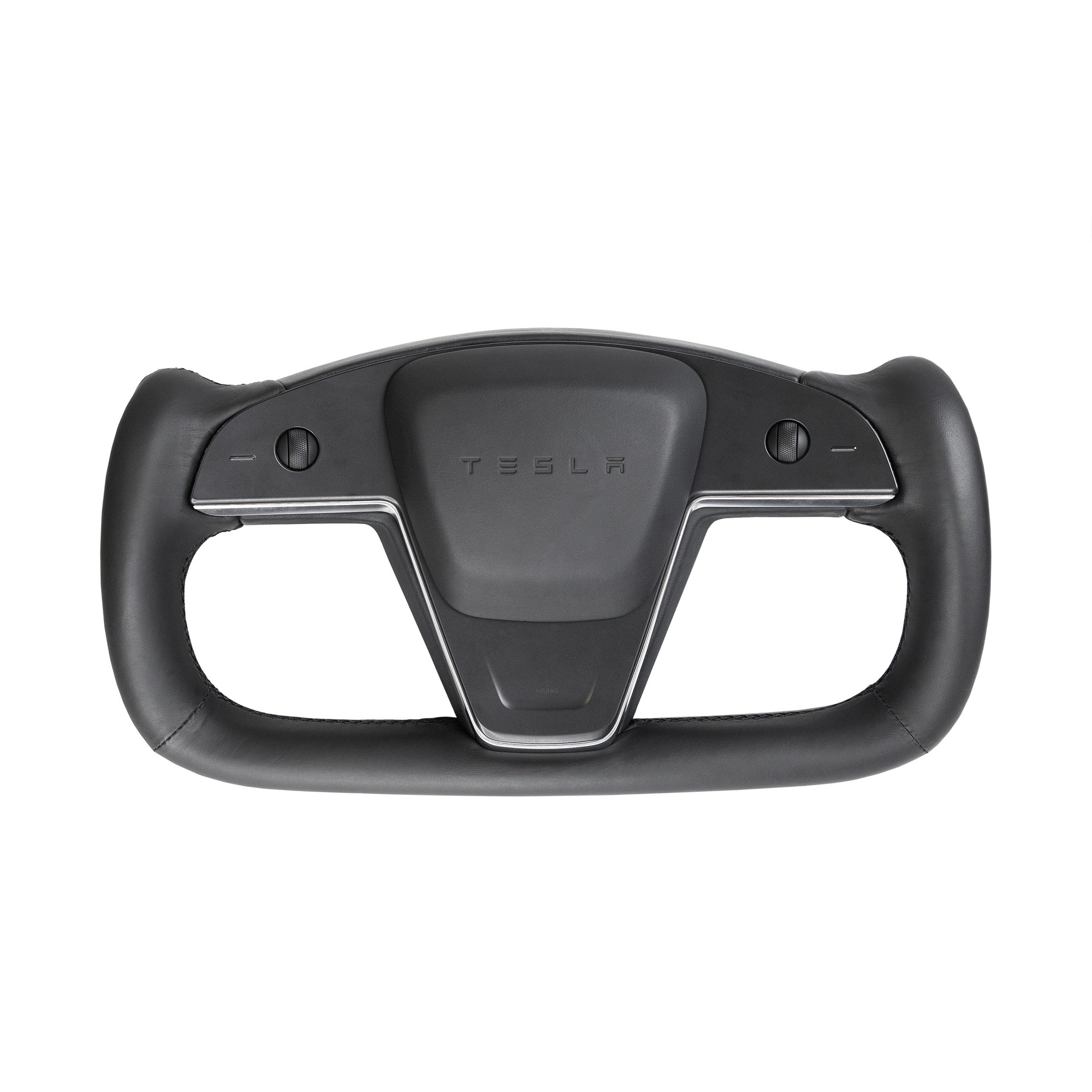2021+| Model S &amp; X &quot;Honking Airbag&quot; Yoke Steering Wheel Upgrade, TESLA Factory Original Resurfaced with Soft Napa Leather &amp; Fully Heated