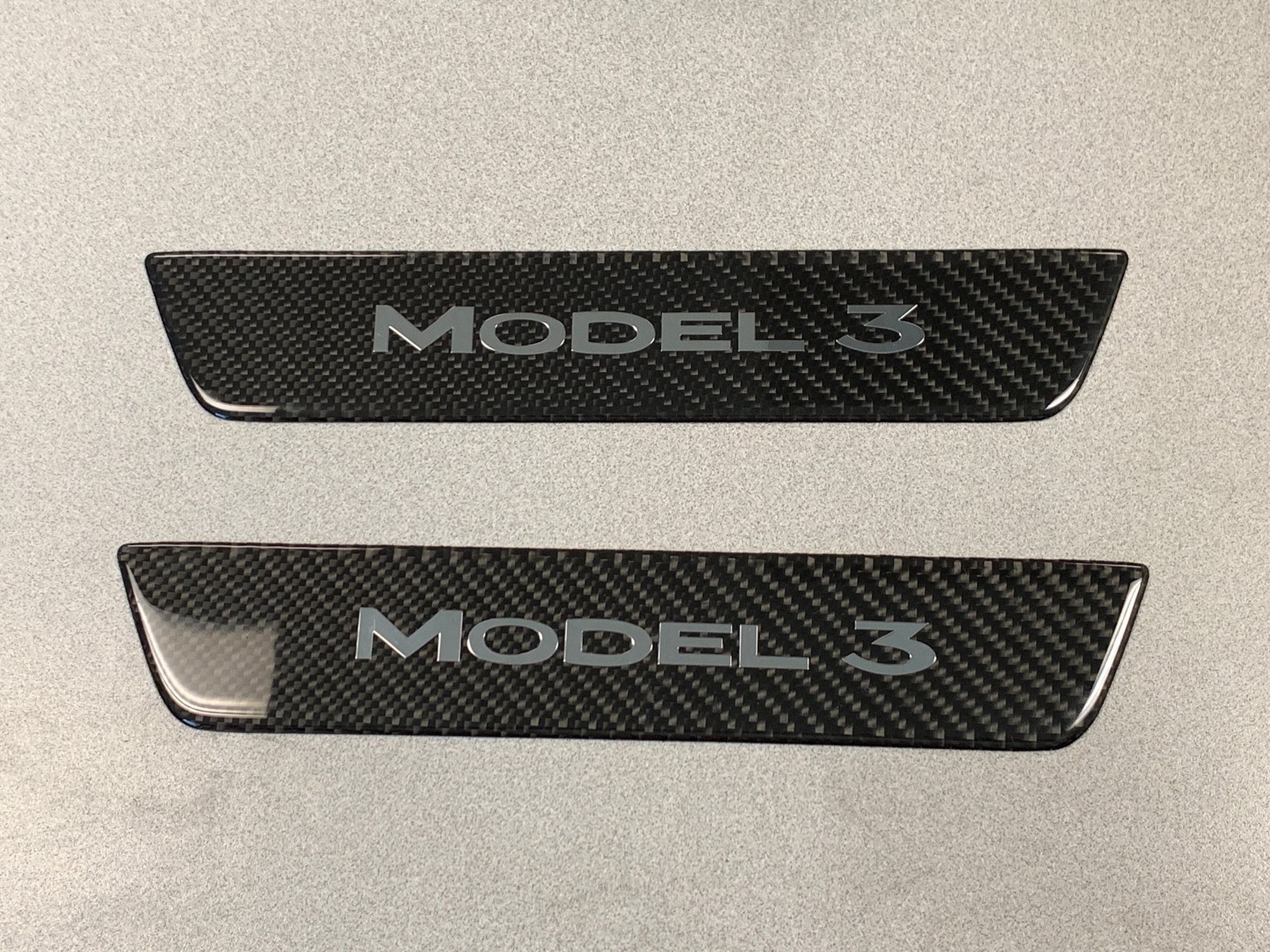 Model 3 Door Sill Covers Front &amp; Rear (1 Pair) - Flexible Urethane Carbon Fiber