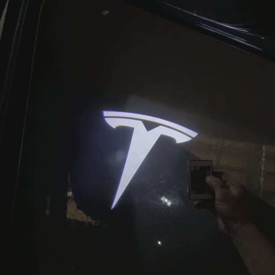 TESLA T Logo Color Changing Puddle Lights with Glass Projector Lamp (1 Pair)