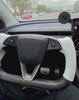 2026+ | Model Y Juniper Refreshed "Plain Weave" (Performance Look) Yoke Carbon Fiber Steering Wheel Upgrade - Real Dry Molded Carbon Fiber