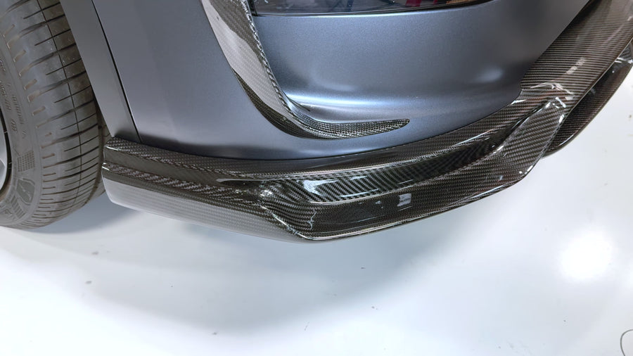 Model Y Viento Plus Front Lip Overlay Spoiler  - Real Dry Molded Carbon Fiber