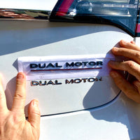 DUAL MOTOR Badges - Black or Chrome With Stripe