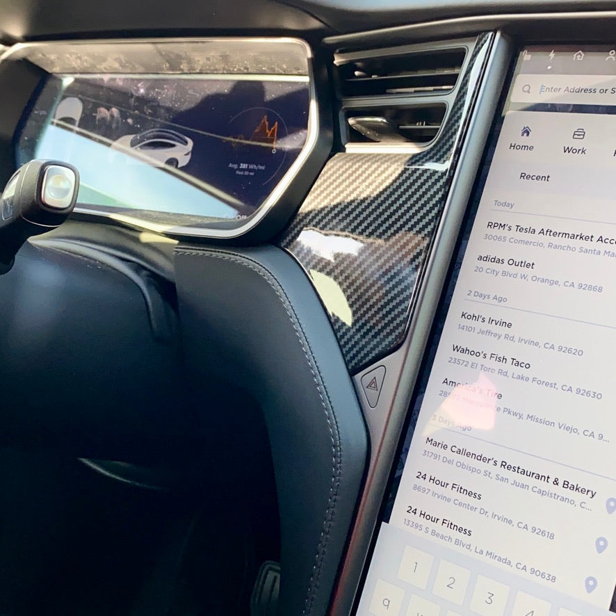 2012-2021 | Model S &amp; X Dashboard &amp; Center Console Upgrade Kit (7 Pieces) - Hydro Carbon Fiber Coated