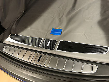 Model X Trunk Sill Plate Wraps - Vinyl Carbon Fiber (3 Piece Kit)