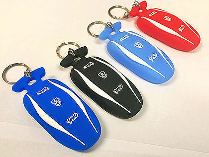 Model S, 3, & Y Key Fob Silicone Cover w/ Key Ring & Chain