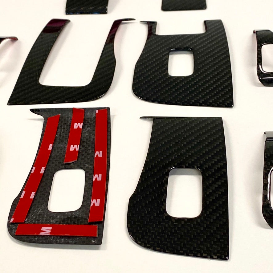 Model 3 &amp; Y Window &amp; Door Switch (10 Piece Kit) - Real Molded Carbon Fiber