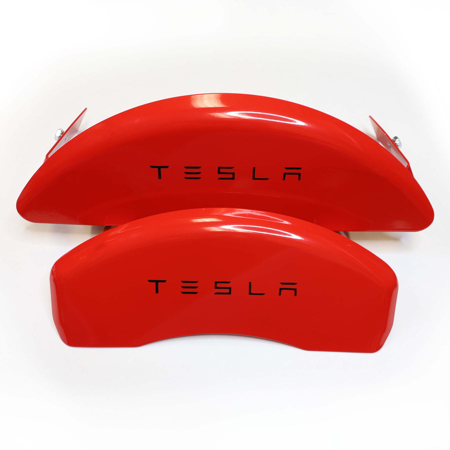 Model 3 Flat Caliper Covers - Red (Engraved TESLA or with Vinyl TESLA Letters ) - $69 with 40% OFF