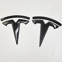 Model Y T Logo Overlay (4 Pieces) Front & Rear - Real Molded Carbon Fiber