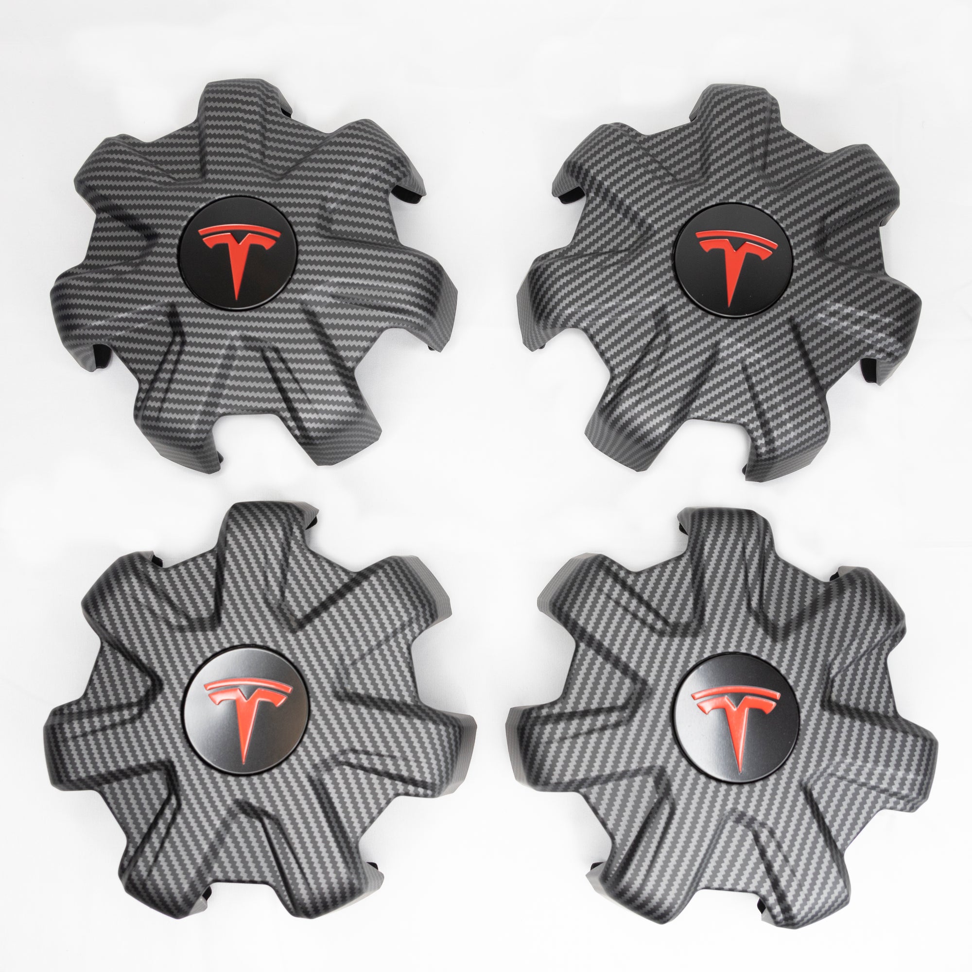 2020-2024 | Model Y 19&quot; Gemini Wheel Center Hub Caps (Set of 4) - Hydro Carbon Fiber Coated