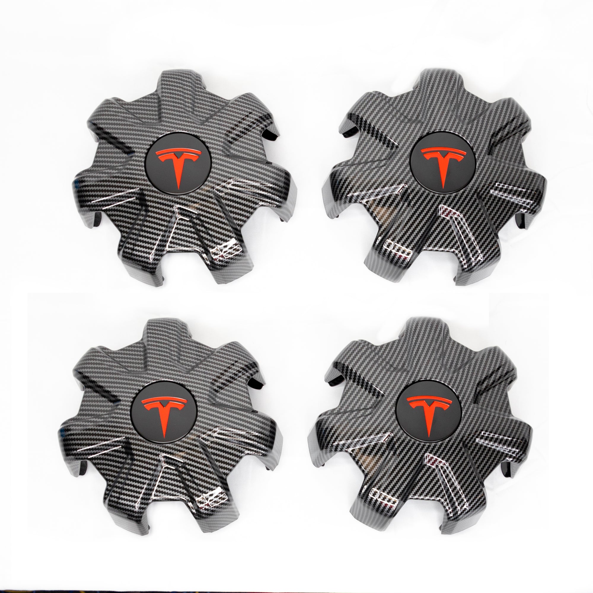 2020-2024 | Model Y 19&quot; Gemini Wheel Center Hub Caps (Set of 4) - Hydro Carbon Fiber Coated