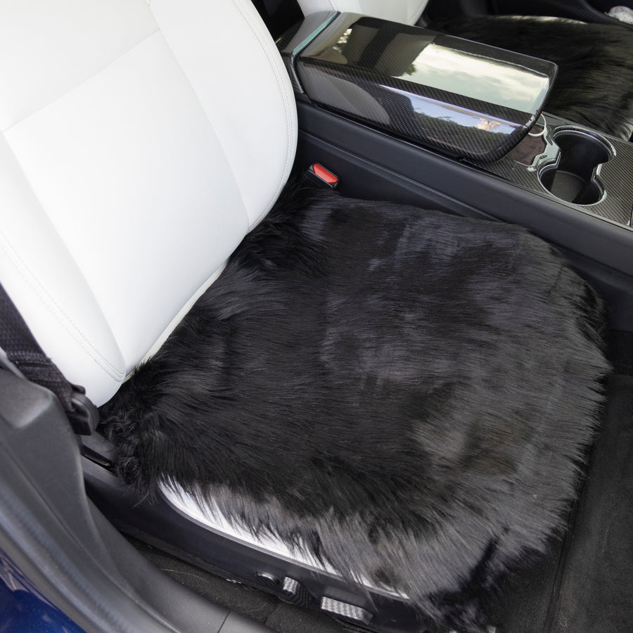 Faux Sheepskin Front Seat Covers - Black (1 Pair)