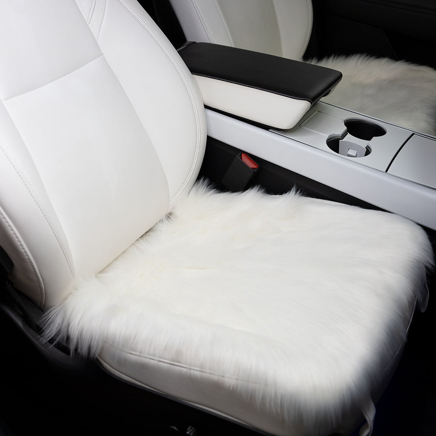 Faux Sheepskin Front Seat Covers - White (1 Pair)