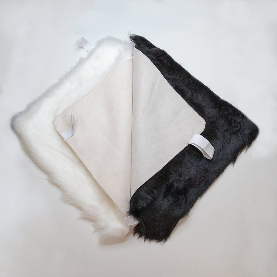 Faux Sheepskin Seat Covers, Headrests, & Pillows Front & Rear- Black (SET OF 7)