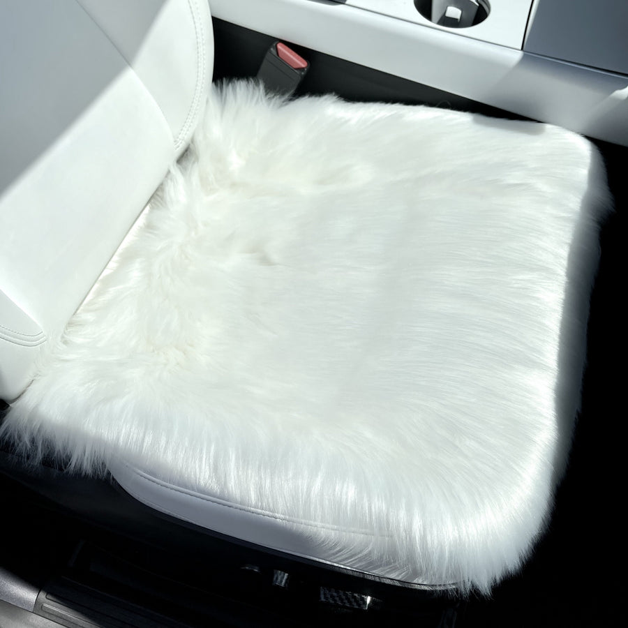 Faux Sheepskin Seat Covers, Headrests, & Pillows Front & Rear- Black (SET OF 7)