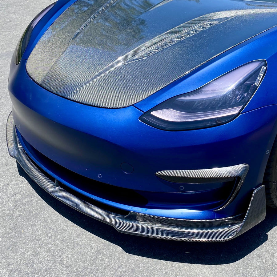 Model 3 Viento Aero Front Lip - Real Molded Carbon Fiber