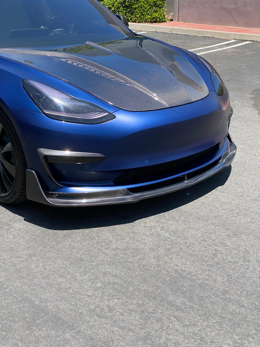 Model 3 Viento Aero Front Lip - Real Molded Carbon Fiber