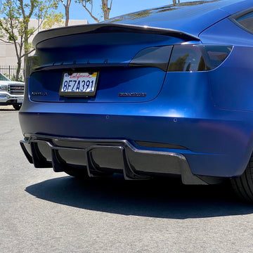 Model 3 Viento Aero Rear Diffuser - Real Molded Carbon Fiber