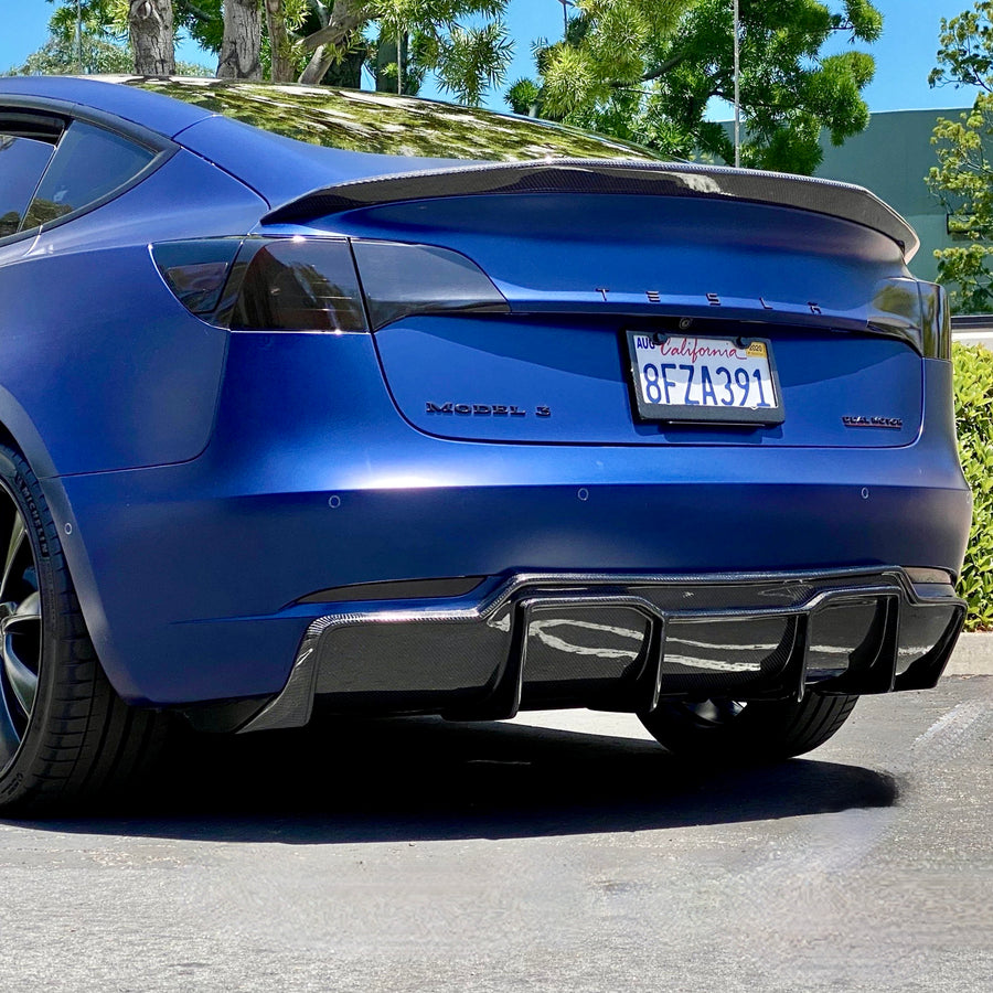 Model 3 Viento Aero Rear Diffuser - Real Molded Carbon Fiber