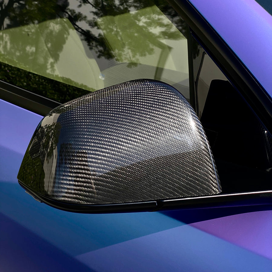 Model Y Side View Mirror Overlays - Real Molded Carbon Fiber (1 Pair)