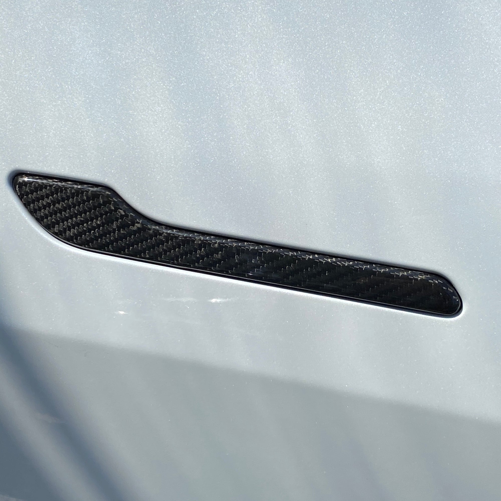 Model 3 Door Handle Overlays - Real Molded Carbon Fiber (Version 1.0)