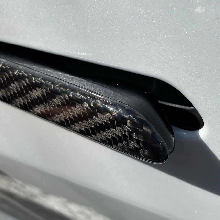 Model 3 Door Handle Overlays - Real Molded Carbon Fiber