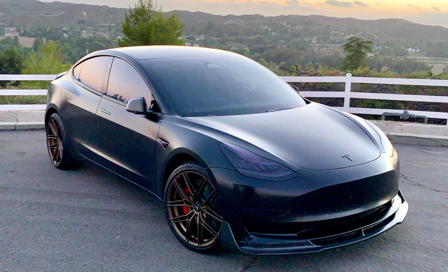 Model 3 Viento Aero Front Lip - Real Molded Carbon Fiber