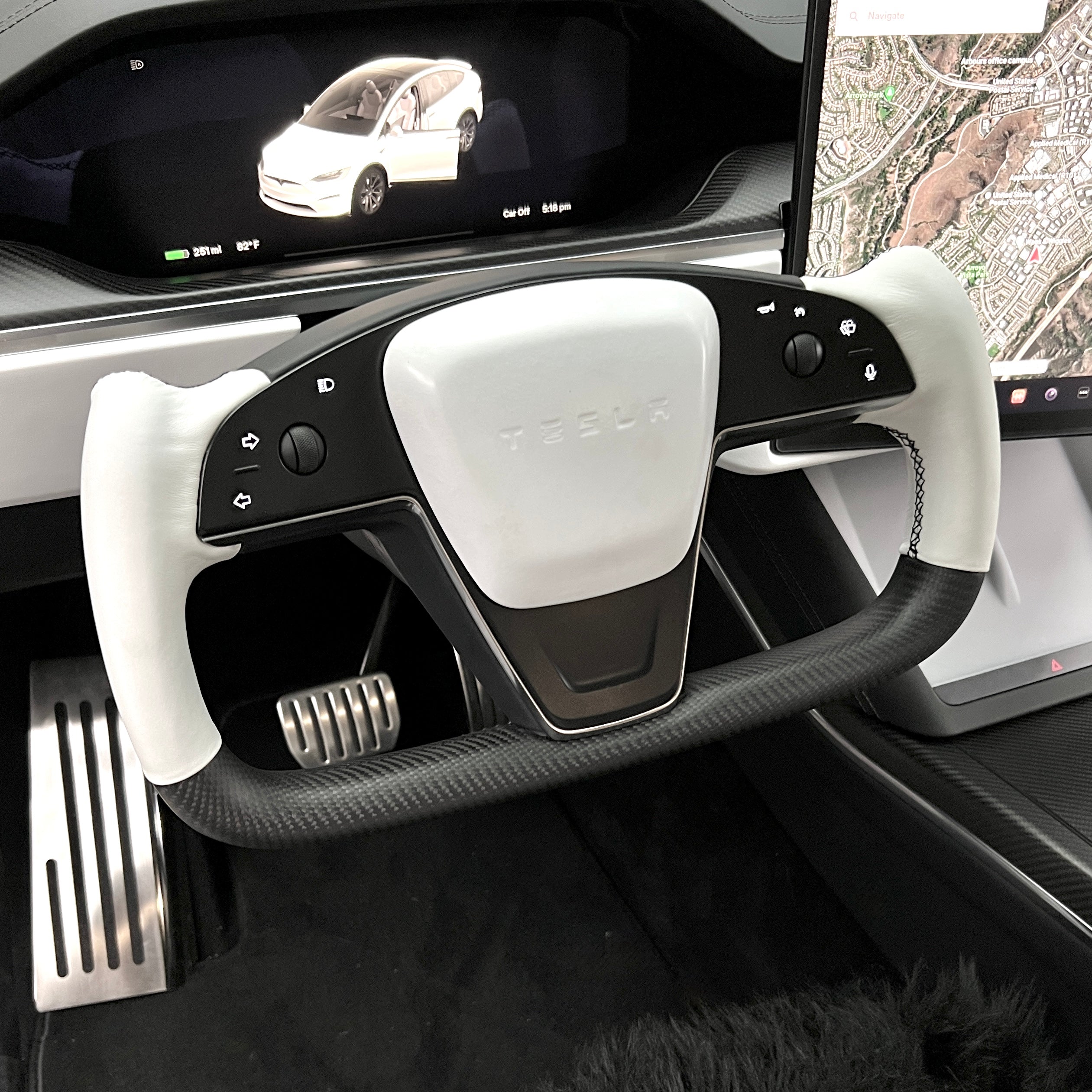 2021-2023 | Model S & X Yoke Heated Steering Wheel - Real Molded
