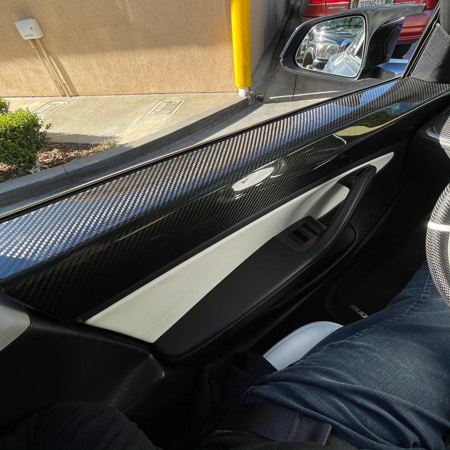2017-2020 | Model 3 Front Door Panel Overlays (1 Pair) - Real Molded Carbon Fiber