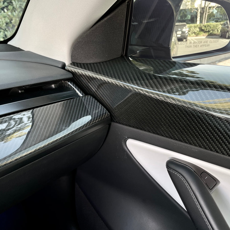 2017-2020 | Model 3 Front Door Panel Overlays (1 Pair) - Real Molded Carbon Fiber