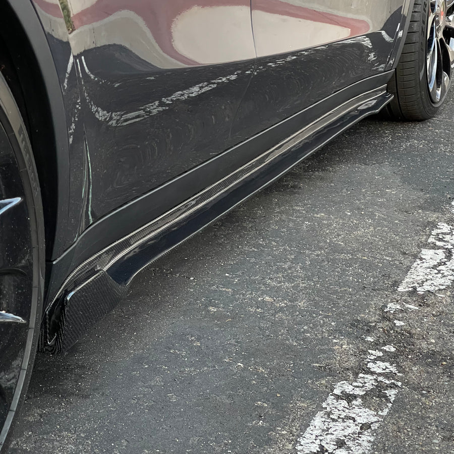 Model Y Viento Aero Side Skirts (1 Pair) - Real Molded Carbon Fiber