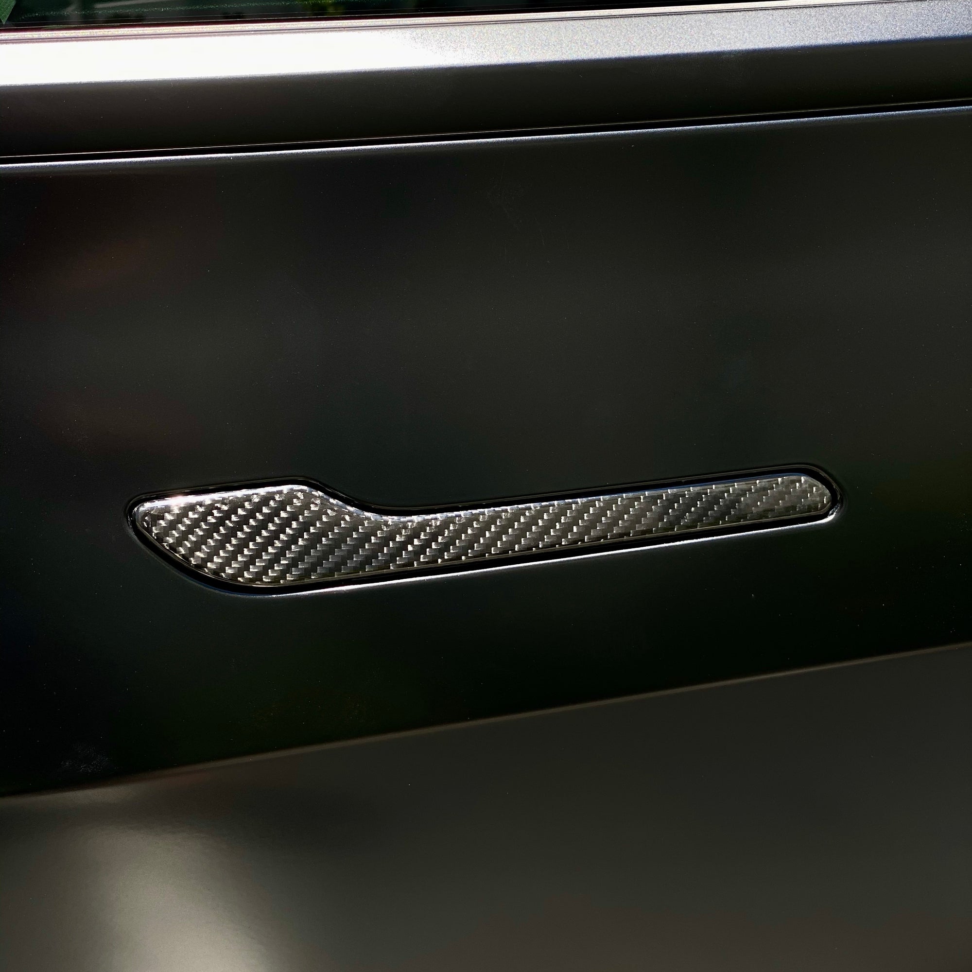 Model 3 Door Handle Overlays - Real Molded Carbon Fiber (Version 1.0)