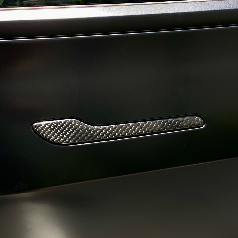 Model 3 Door Handle Overlays - Real Molded Carbon Fiber
