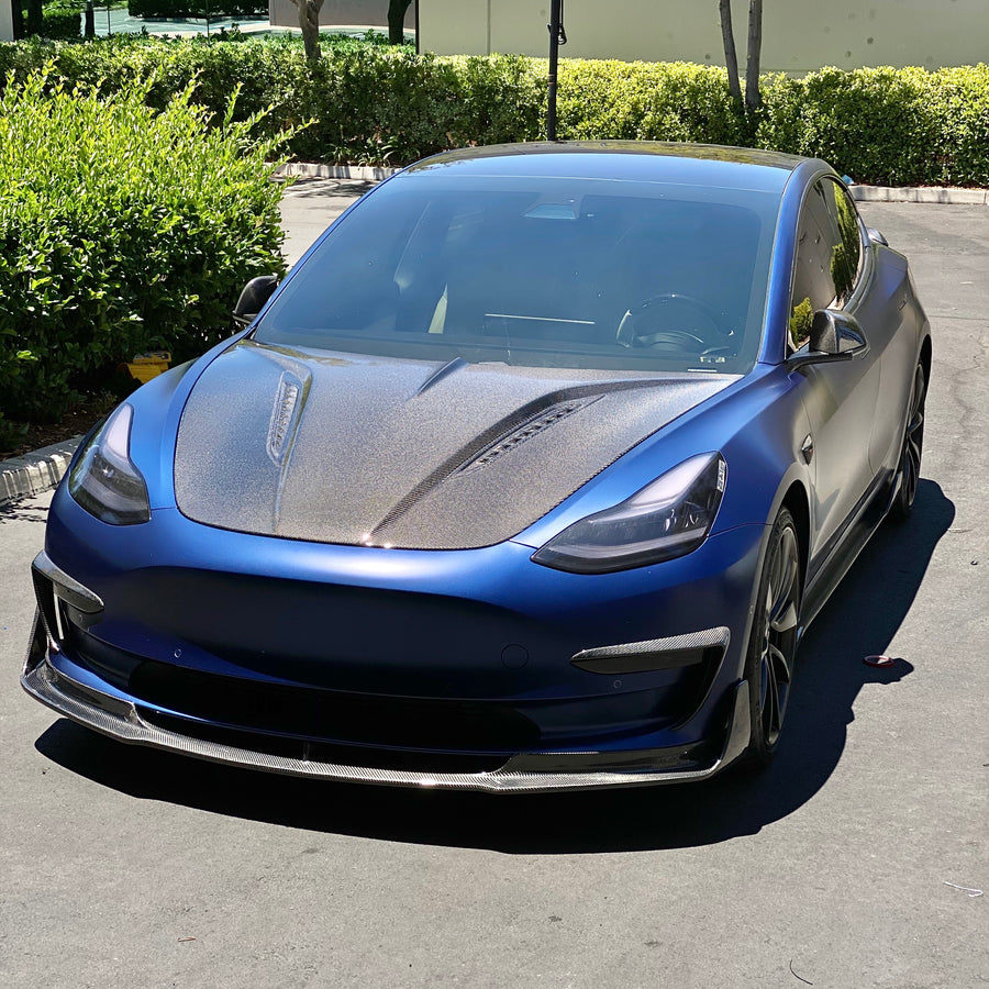 Model 3 Viento Aero Front Lip - Real Molded Carbon Fiber