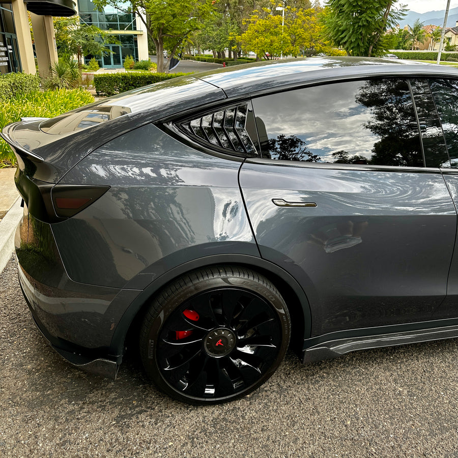 Fits 20-23 Tesla Model Y Rear Window Louver Shade Cover Matte Carbon Fiber  Print