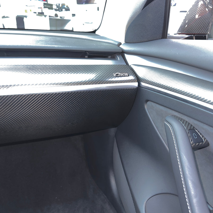 Model 3 & Y Glovebox Overlay - Real Molded Carbon Fiber