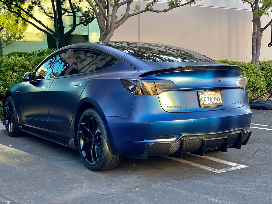 Model 3 Viento Aero Rear Diffuser - Real Molded Carbon Fiber