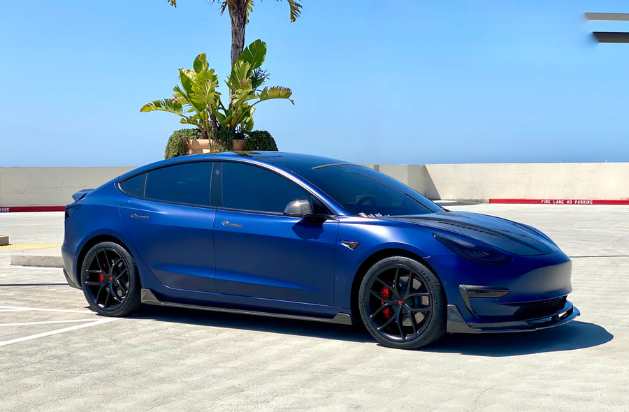 Model 3 Viento Aero Front Lip - Real Molded Carbon Fiber