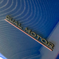DUAL MOTOR Badges - Black or Chrome With Stripe