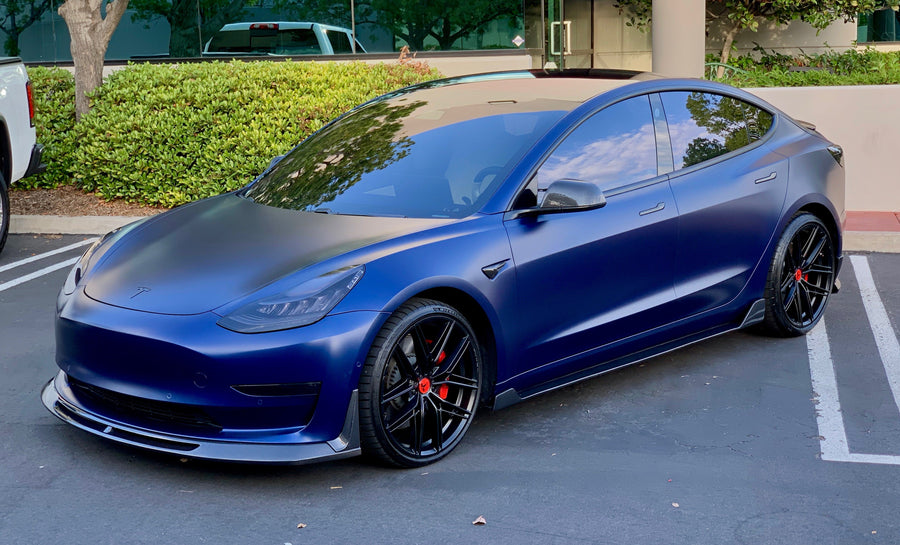 Model 3 Razzo Aero Side Skirts (1 Pair) - Real Molded Carbon Fiber