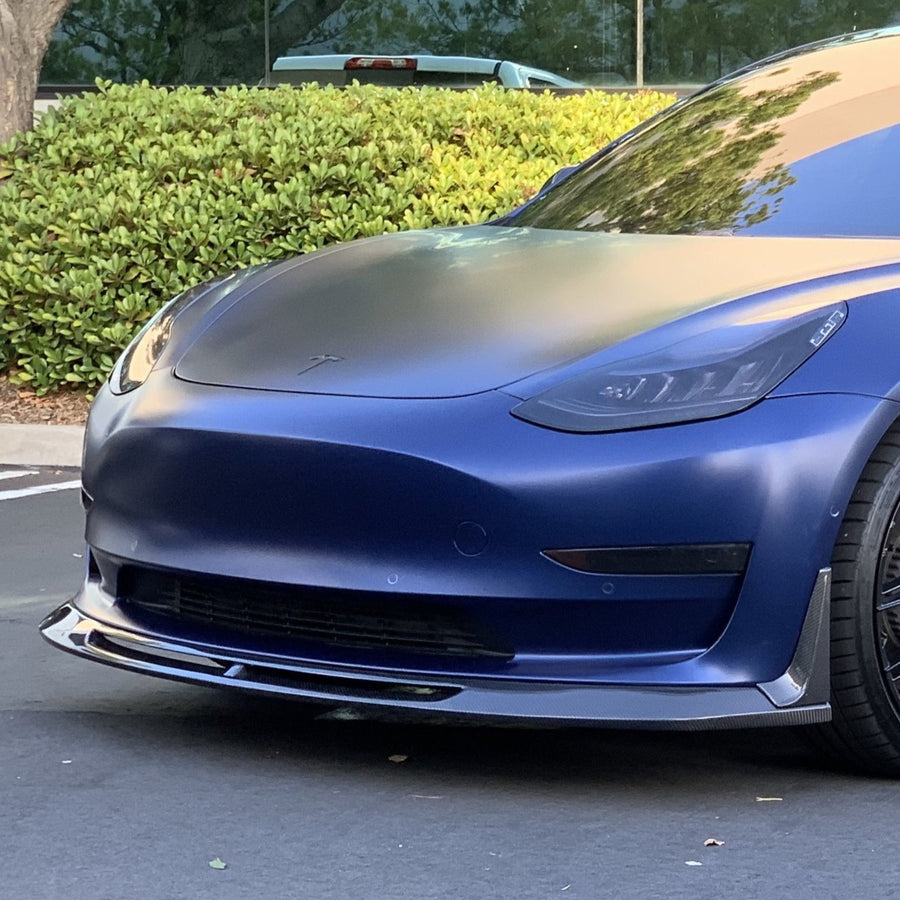 Model 3 Razzo Aero Front Lip - Real Molded Carbon Fiber (3 Pieces with 2 Flanges)