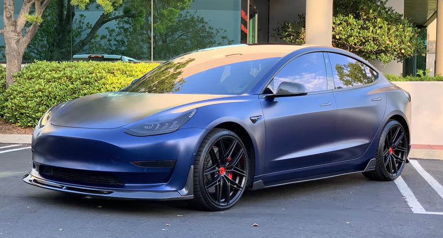 Model 3 Razzo Aero Side Skirts (1 Pair) - Real Molded Carbon Fiber