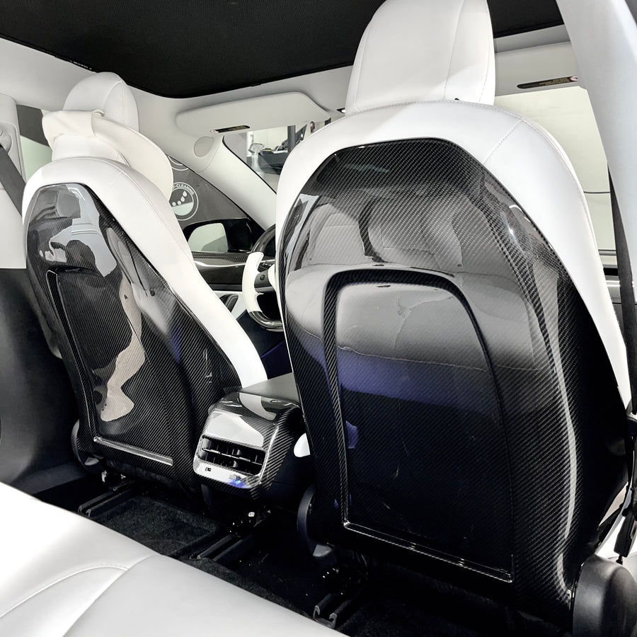 Model 3 & Y Seat Back Replacements Gen. 2 - Real Molded Carbon Fiber (1 Pair)