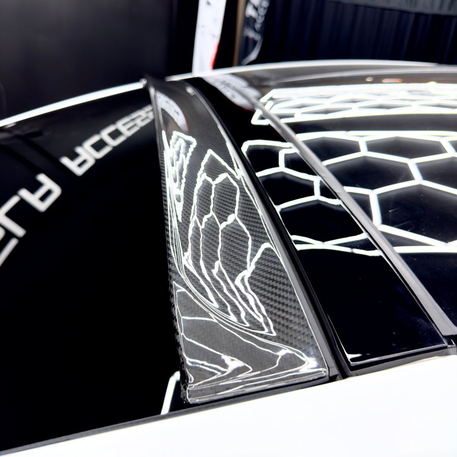 Model X Rear Tailgate Window Spoiler (Hollow Version) - Real Molded Carbon Fiber