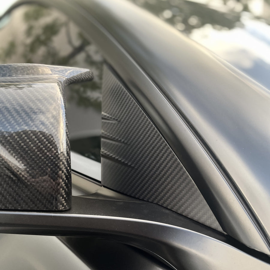 Model Y A-Pillar Accent Overlays (1 Pair) - Real Molded Carbon Fiber