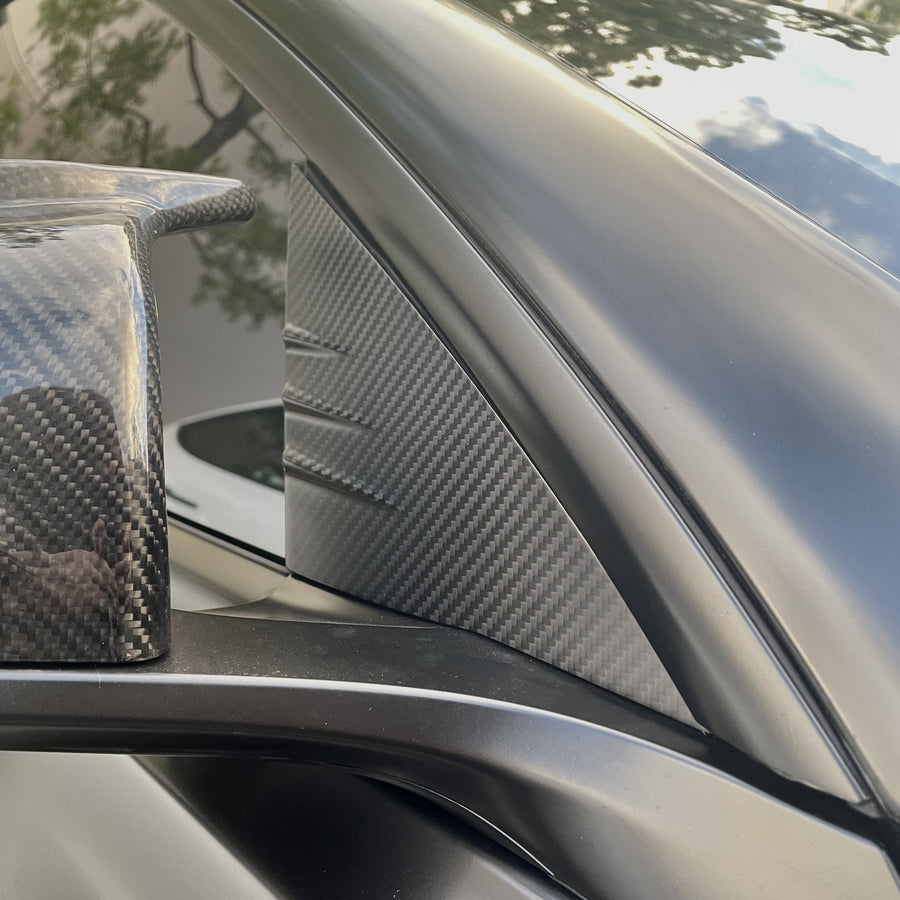 Model Y A-Pillar Accent Overlays (1 Pair) - Real Molded Carbon Fiber