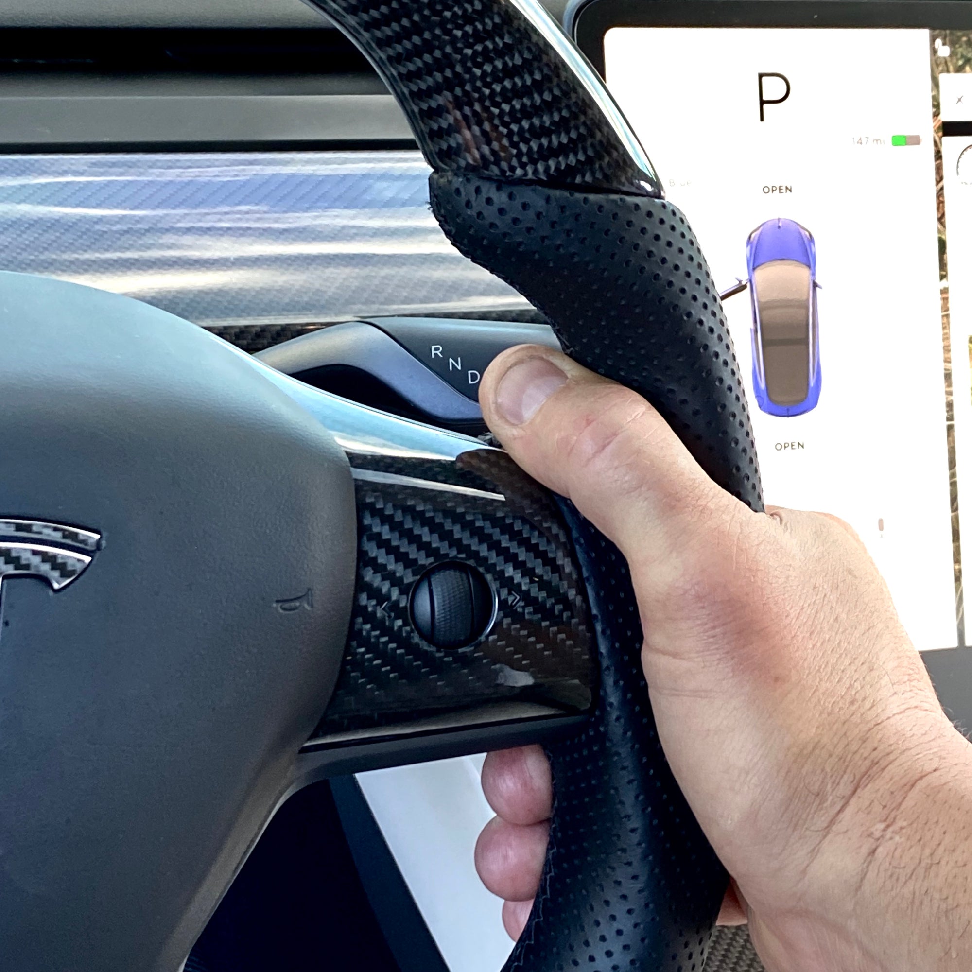 Model 3 &amp; Y - Sport Grip Steering Wheel - Real Molded Carbon Fiber