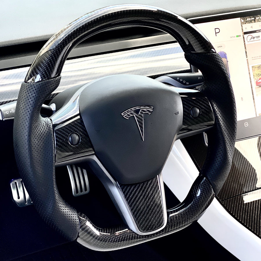 Model 3 & Y - Sport Grip Steering Wheel - Real Molded Carbon Fiber