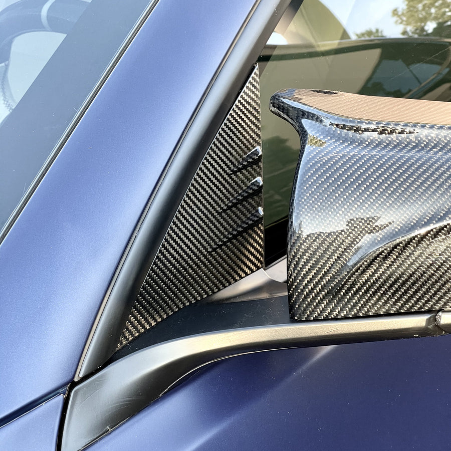 Model Y A-Pillar Accent Overlays (1 Pair) - Real Molded Carbon Fiber